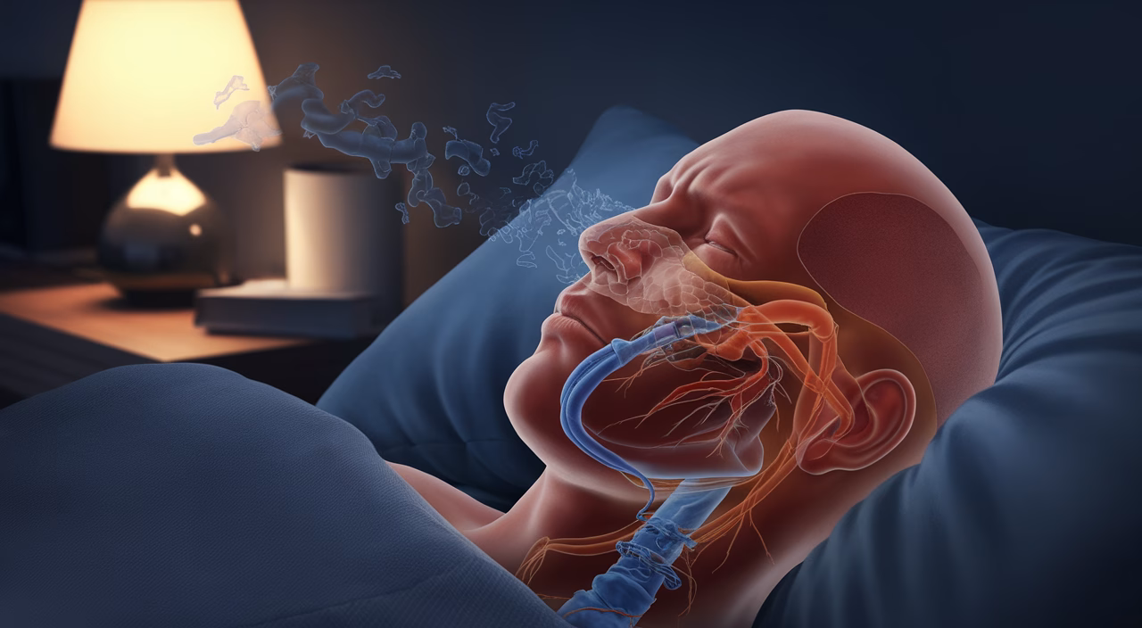 Diagram connection nasal airflow and sleep apnea