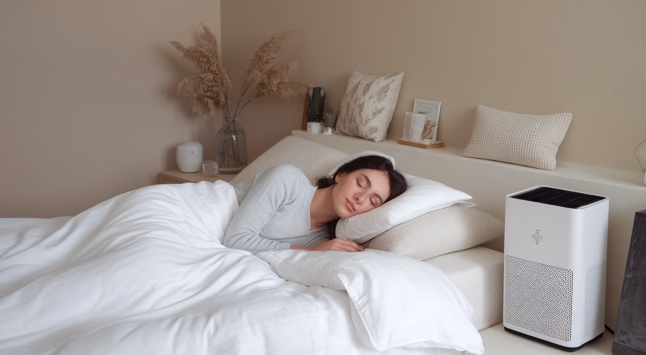 Restful sleep without snoring and allergies woman sleeping peacefully after allergy treatment